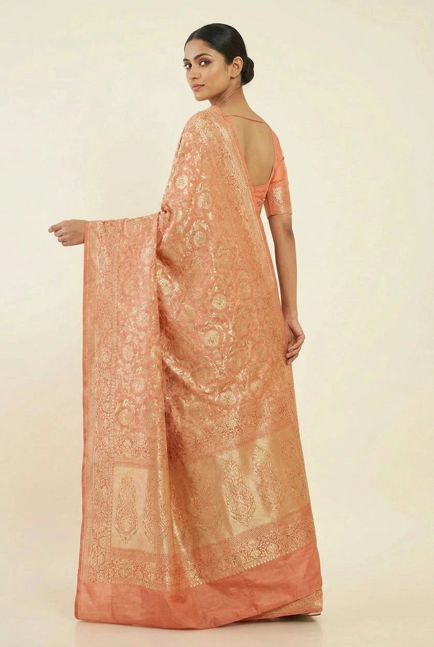 Khaddi Georgette Banarasi Saree with Khaddi Jaal for Wedding Reception