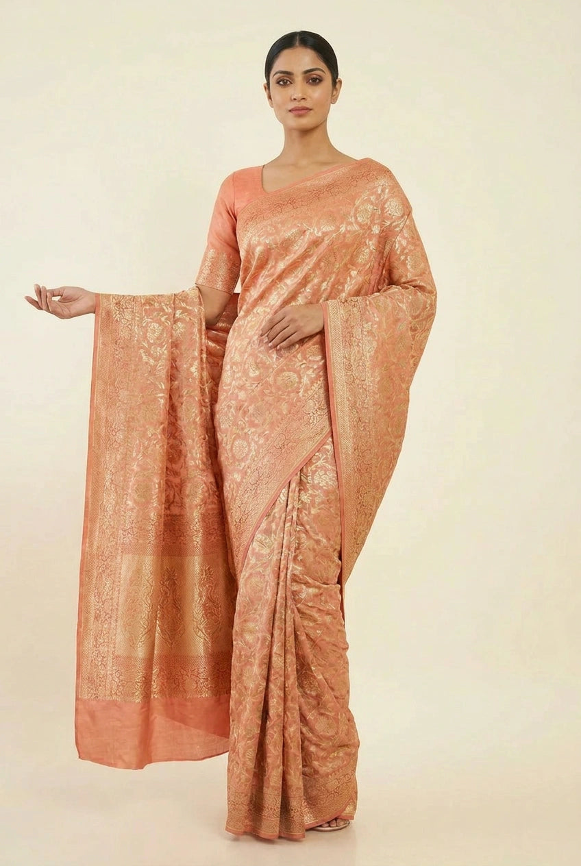 Khaddi Georgette Banarasi Saree with Khaddi Jaal for Wedding Reception