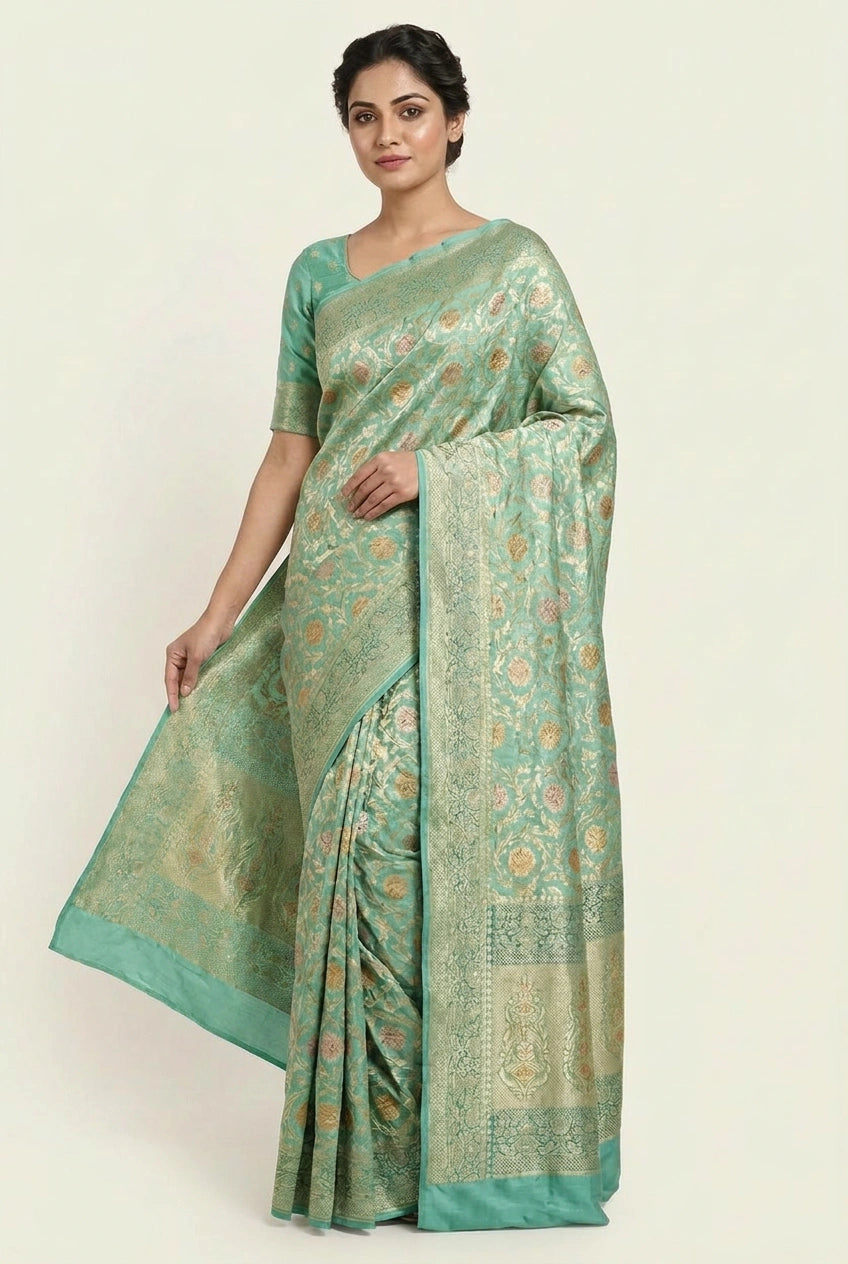 Khaddi Georgette Banarasi Saree with Khaddi Jaal for Wedding Reception