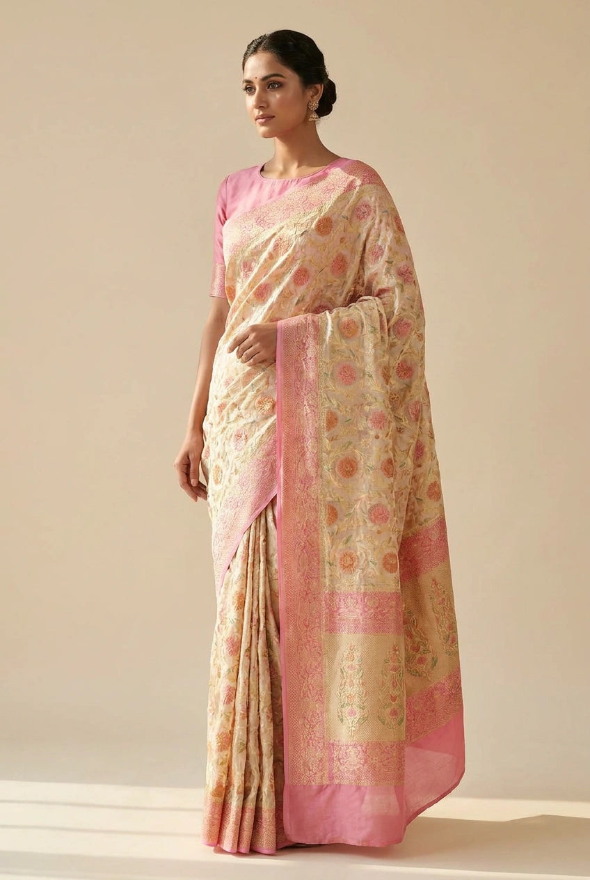 Khaddi Georgette Banarasi Saree with Khaddi Jaal for Wedding Reception