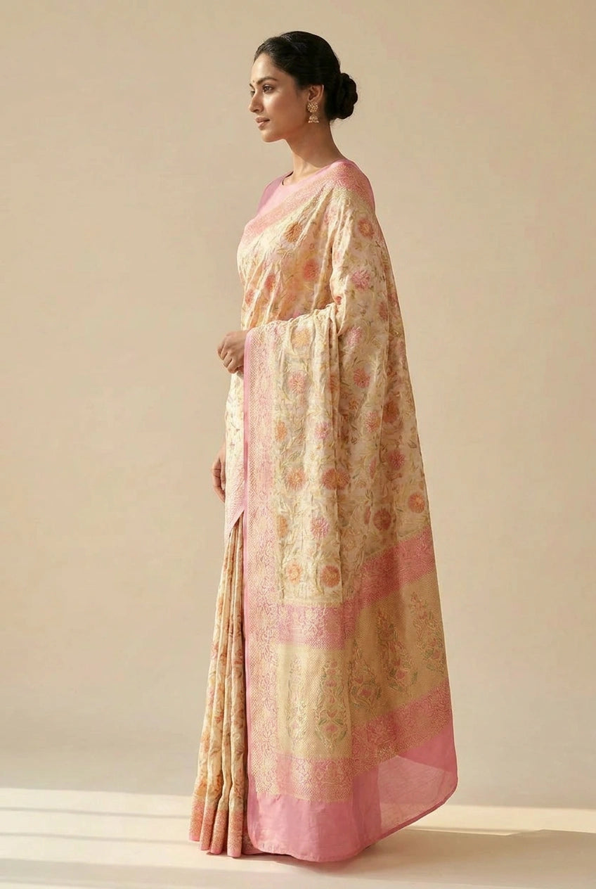 Khaddi Georgette Banarasi Saree with Khaddi Jaal for Wedding Reception