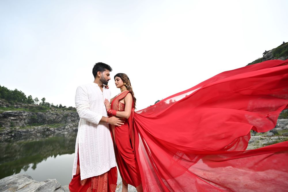 Crimson Red Georgette Khaddi Saree