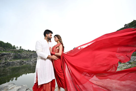 Crimson Red Georgette Khaddi Saree