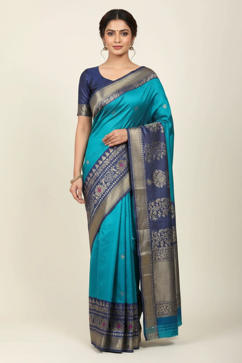 Pure Silk Katan Saree with Traditional South Indian Weave