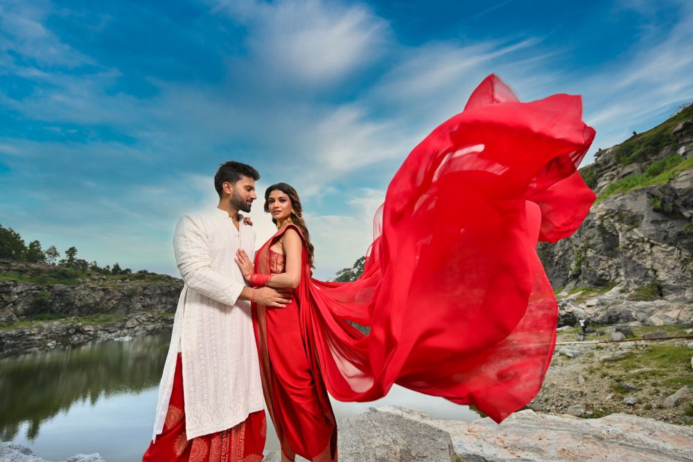 Crimson Red Georgette Khaddi Saree