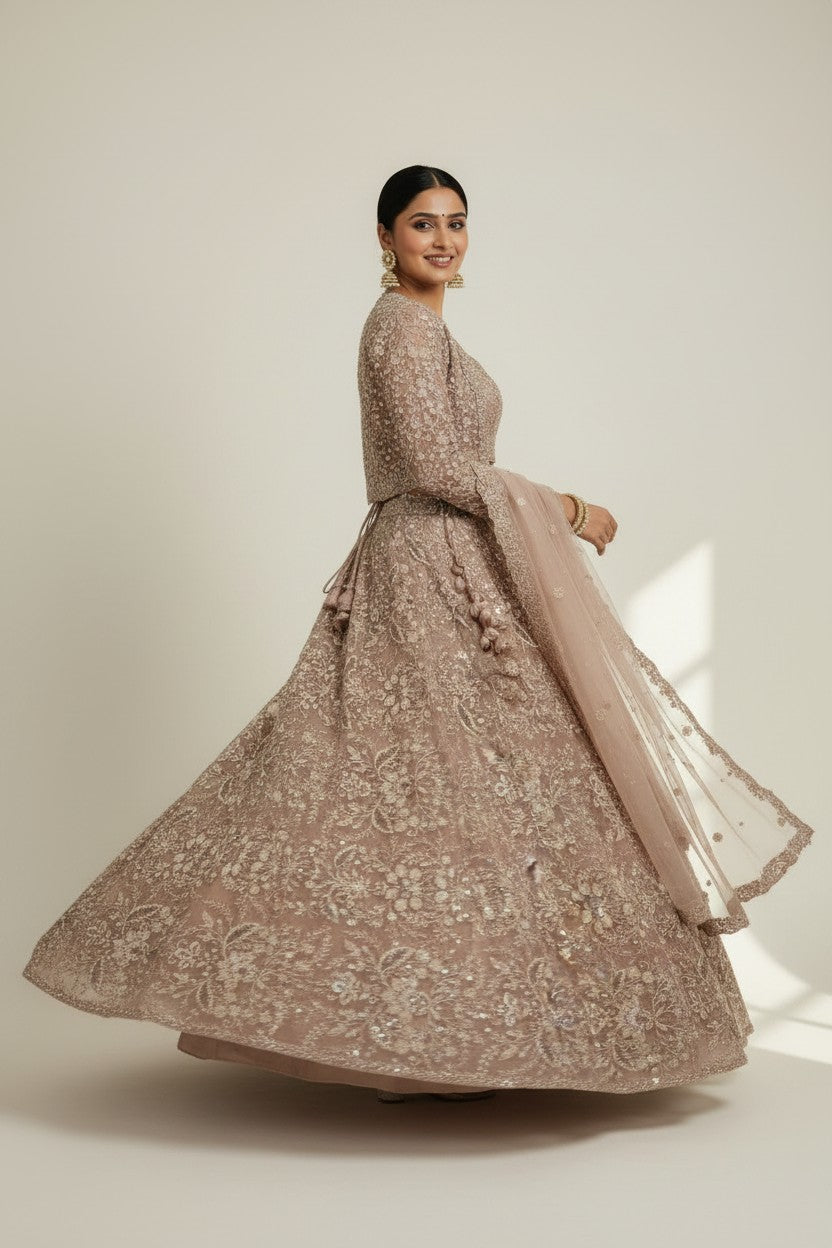 Premium Embroidered Net Lehenga Choli Set - View 2 | Rangoli