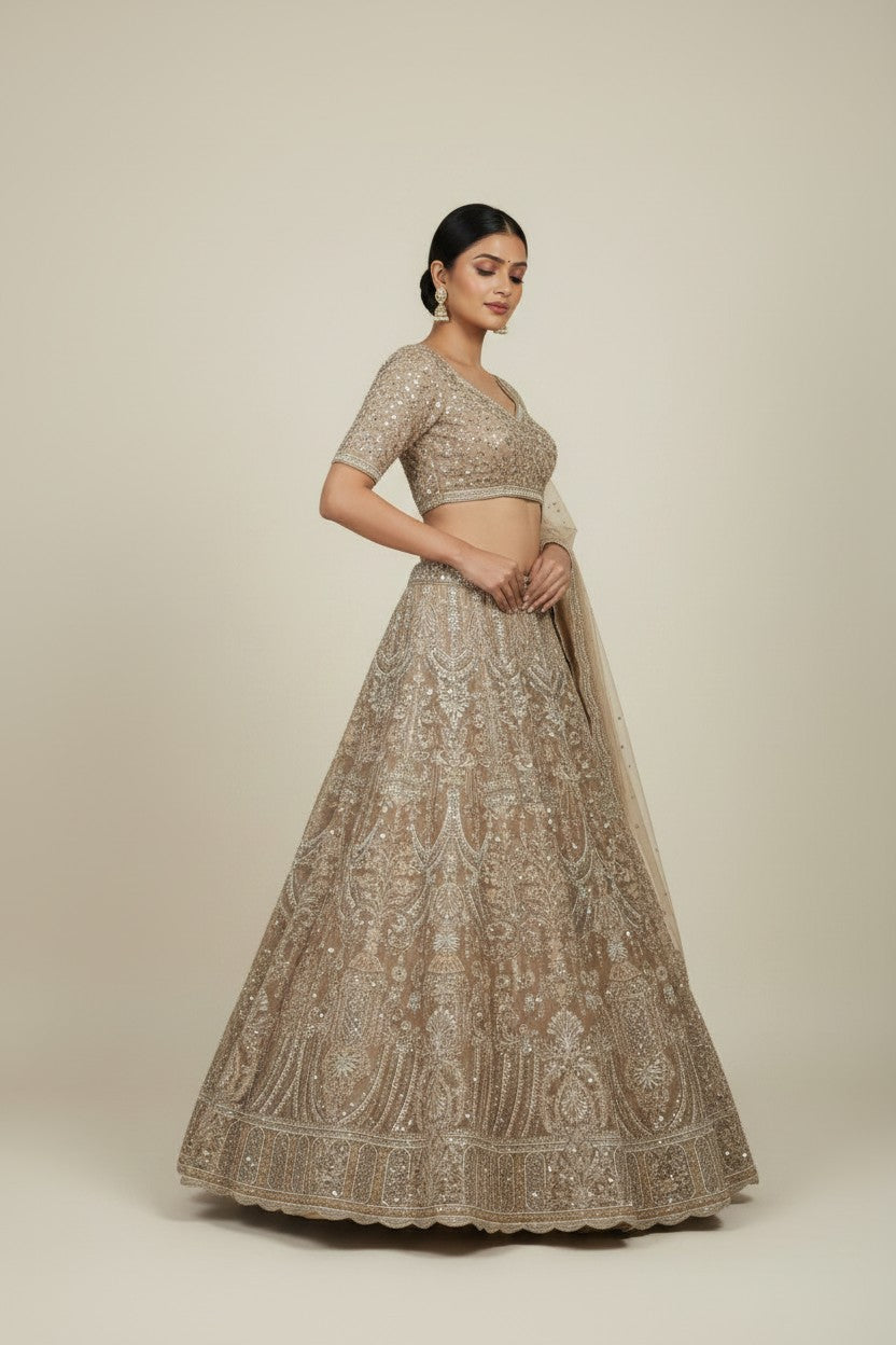 Designer Organza Lehenga Choli Set - View 2 | Rangoli