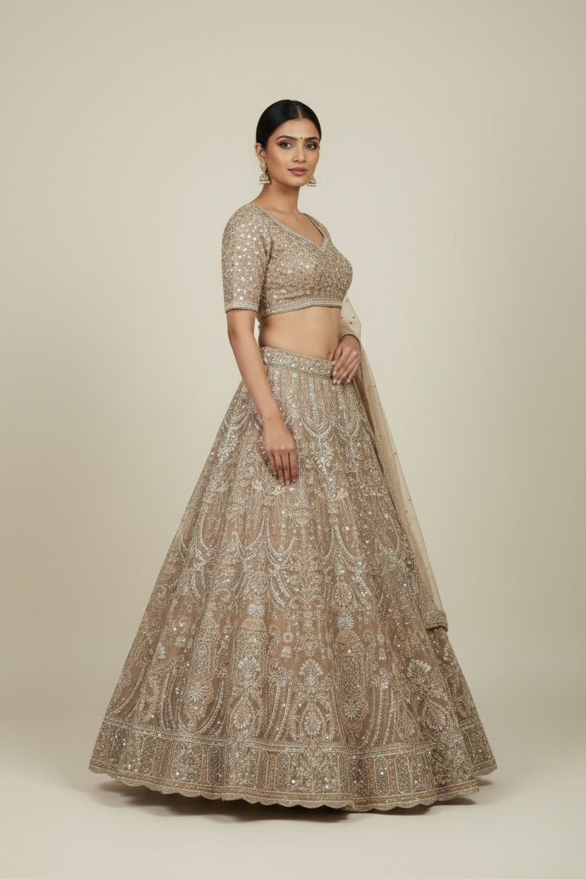 Designer Organza Lehenga Choli Set - View 3 | Rangoli
