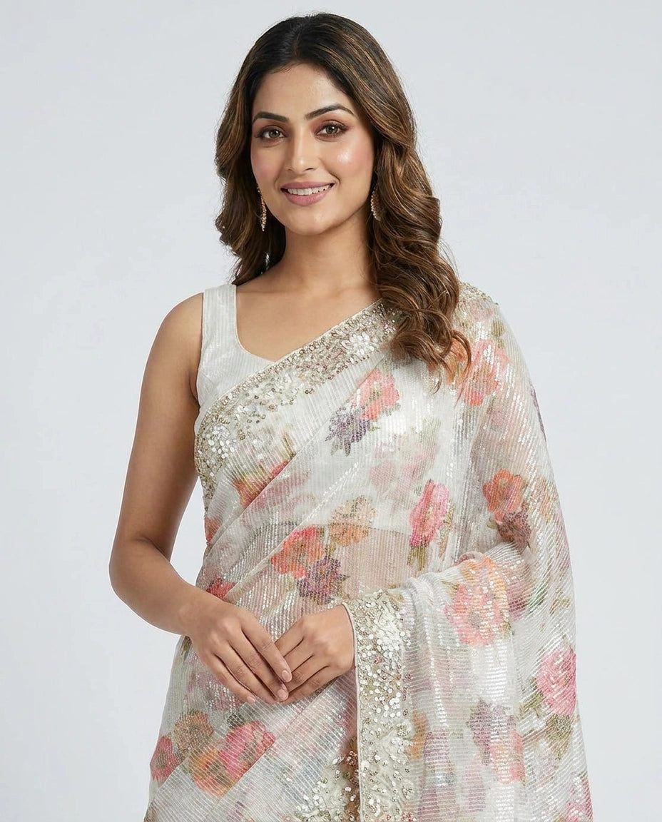 Georgette Designer Saree - Rangoli India