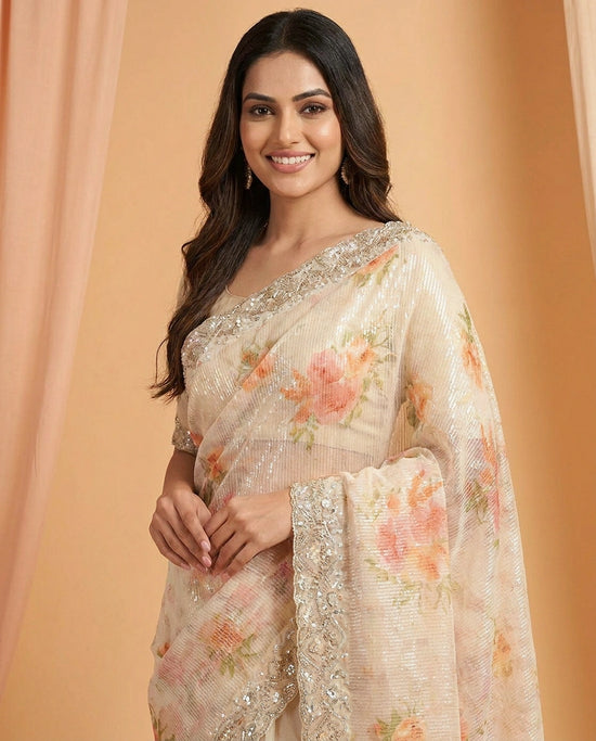 Georgette Embroidered Saree - Rangoli India
