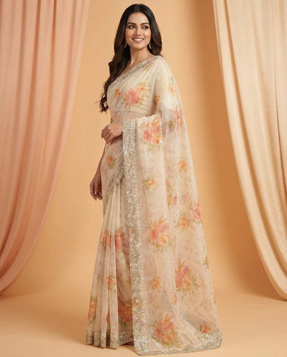 Georgette Embroidered Saree - Rangoli India