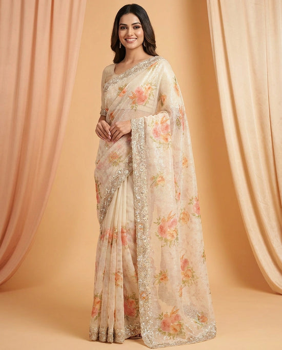 Georgette Embroidered Saree - Rangoli India