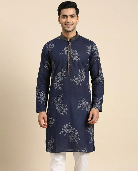Navy Blue Kurta Pajama Set - Rangoli India