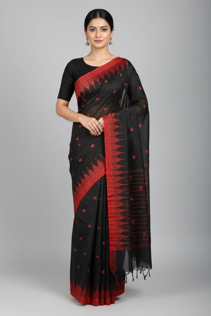 Handloom Woven Cotton Bengal Silk Saree - Rangoli Sarees