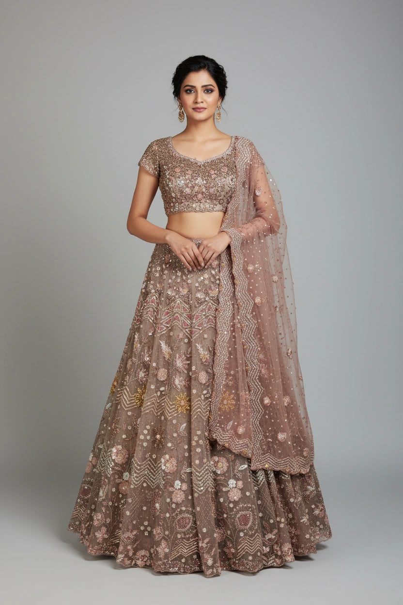Luxe Embroidered Net Lehenga Choli Set | Rangoli