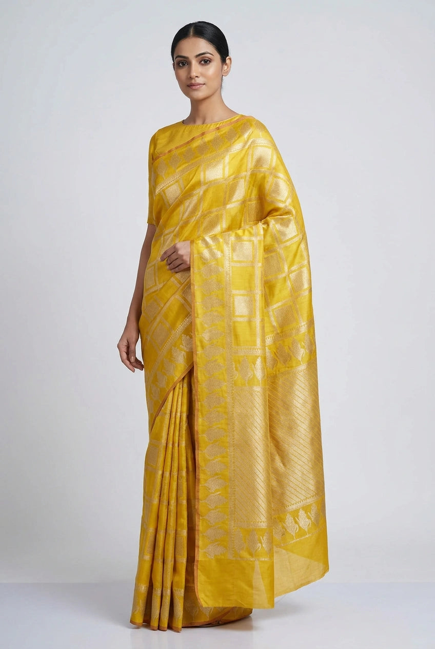 Katan Silk Banarasi Saree with Zari Buti for Family Wedding