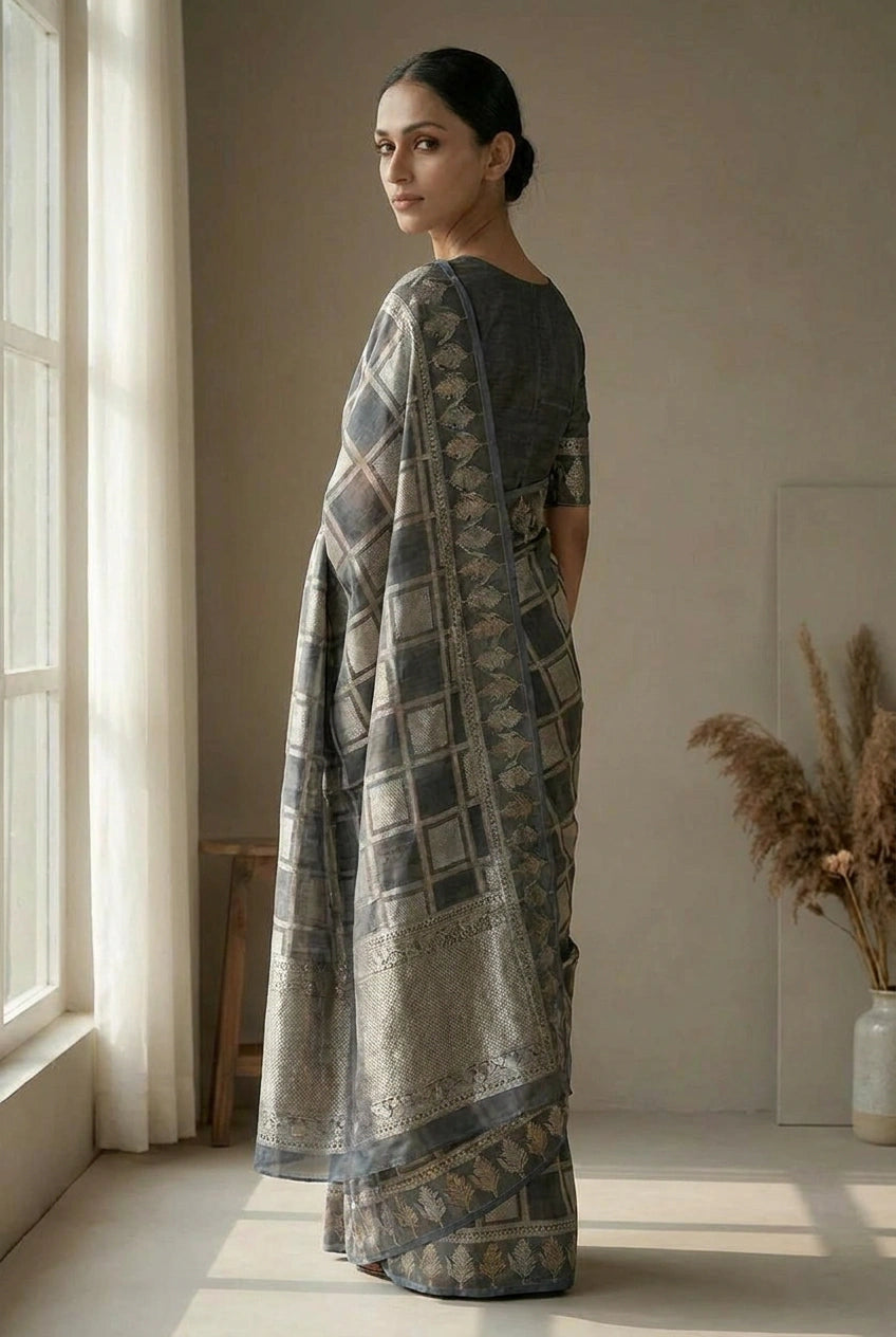 Katan Silk Banarasi Saree with Zari Buti for Family Wedding