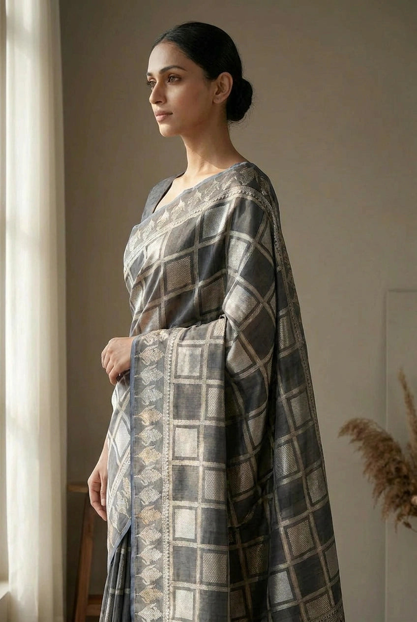 Katan Silk Banarasi Saree with Zari Buti for Family Wedding