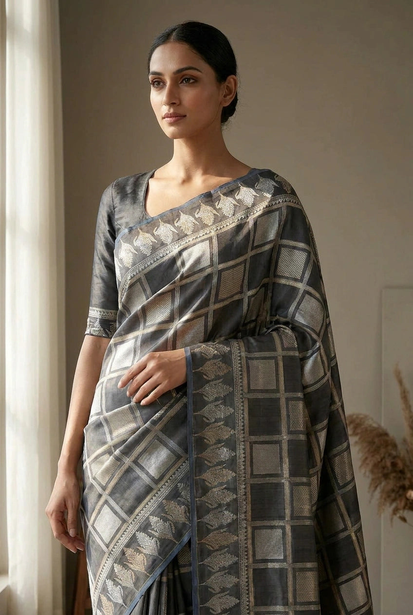 Katan Silk Banarasi Saree with Zari Buti for Family Wedding