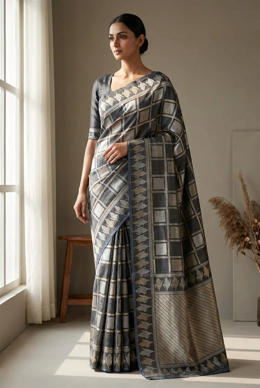 Katan Silk Banarasi Saree with Zari Buti for Family Wedding