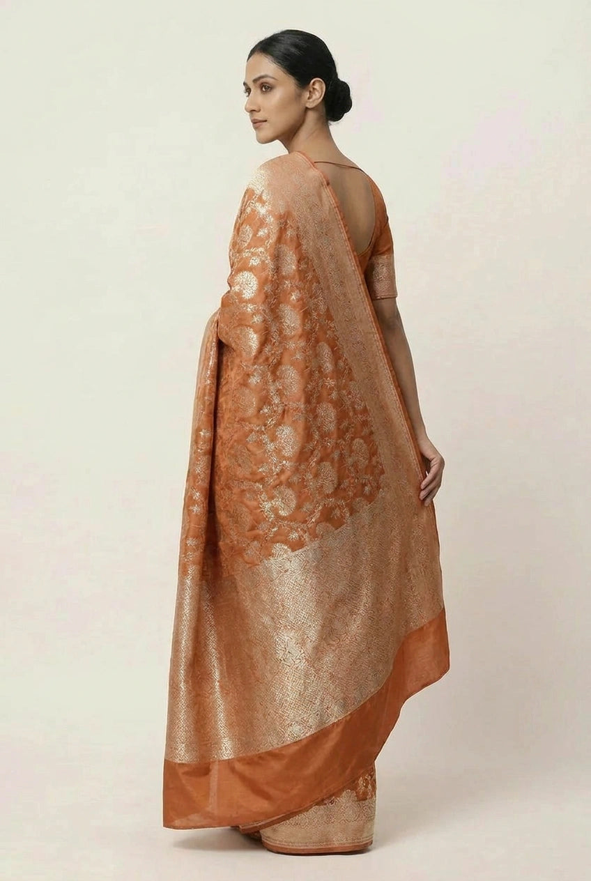 Katan Silk Banarasi Saree with Meenakari Motif for Reception Day
