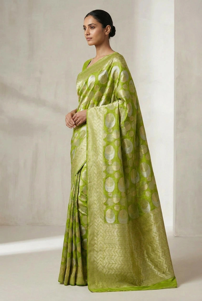 Katan Silk Banarasi Saree with Brocade Weave for Engagement
