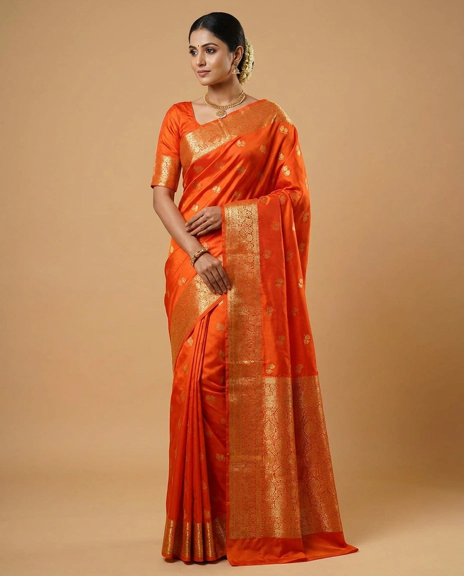 Magenta South Weave Silk Katan Saree with Handloom Temple Border