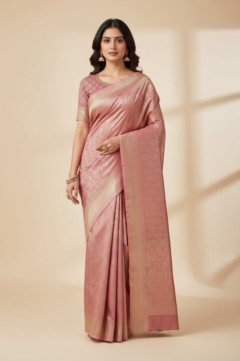 Artisan Pure Silk Katan Banarasi Silk Saree - Mauve | Rangoli