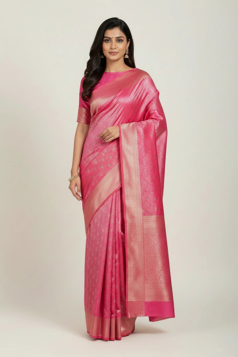 Artisan Pure Silk Katan Banarasi Silk Saree - Rani | Rangoli