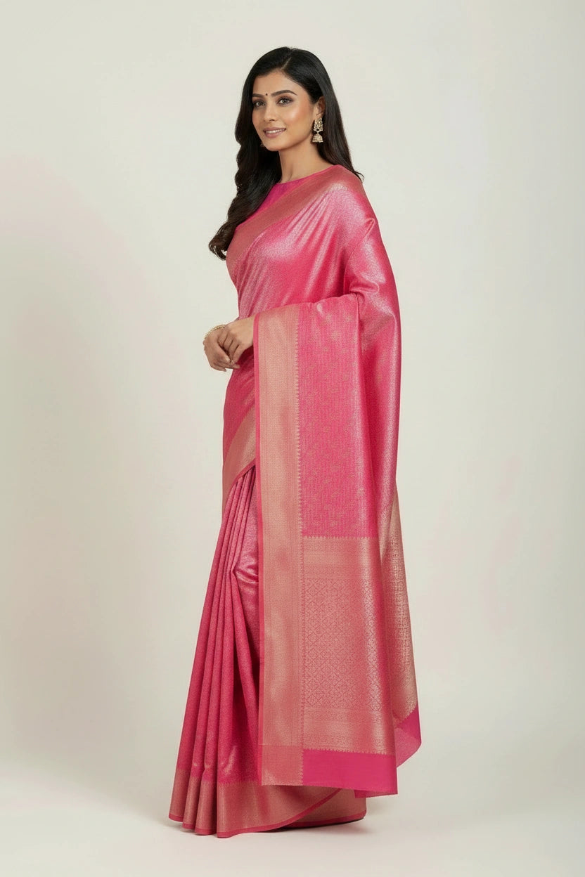 Artisan Pure Silk Katan Banarasi Silk Saree - Navy Blue | Rangoli
