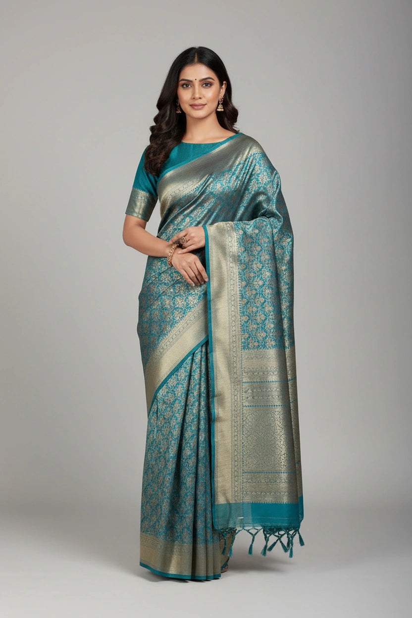 Artisan Pure Silk Katan Banarasi Silk Saree - Wine | Rangoli