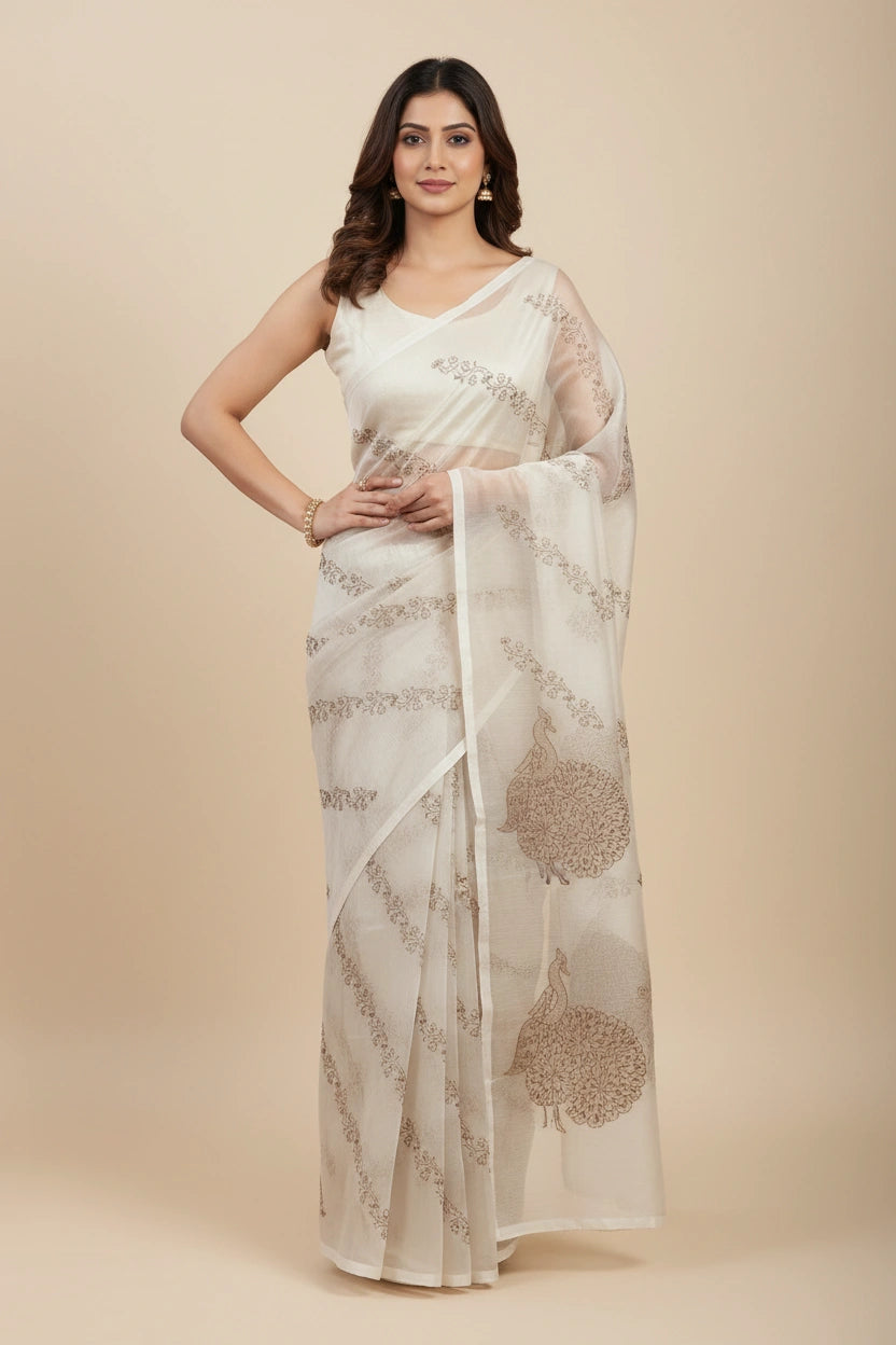 Handcrafted Cotton Embroidery Saree - Rangoli Sarees