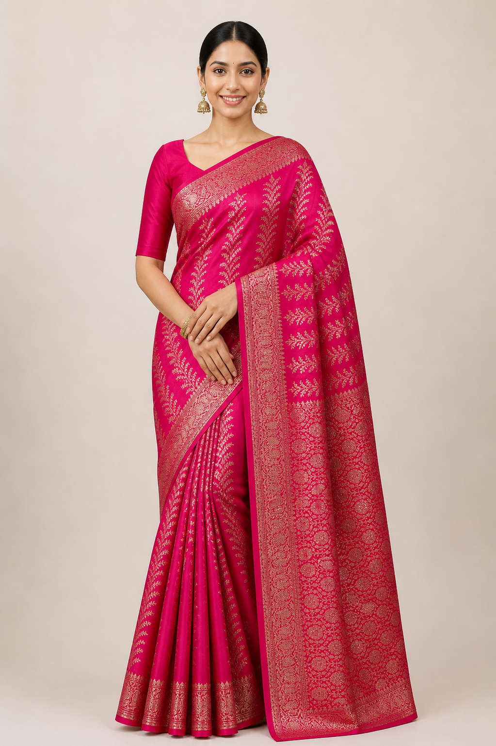 Banarasi Satin Silk Saree with Intricate Zari Work
