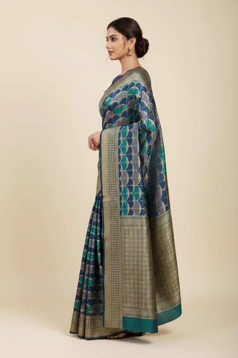 Heritage Zari Satin Silk Banarasi Saree - silk Indian ethnic wear by Rangoli