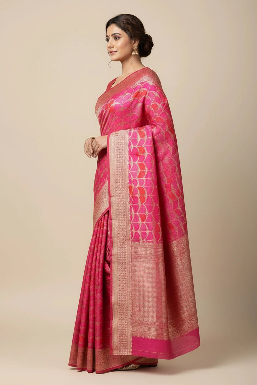 Heritage Zari Satin Silk Banarasi Saree - silk Indian ethnic wear by Rangoli