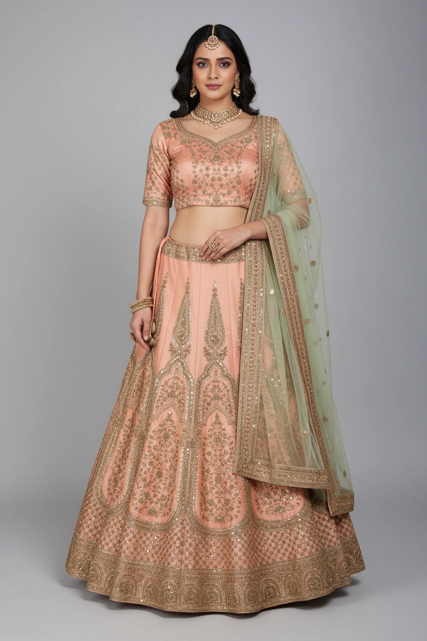 Premium Raw Silk Lehenga Choli Set | Rangoli
