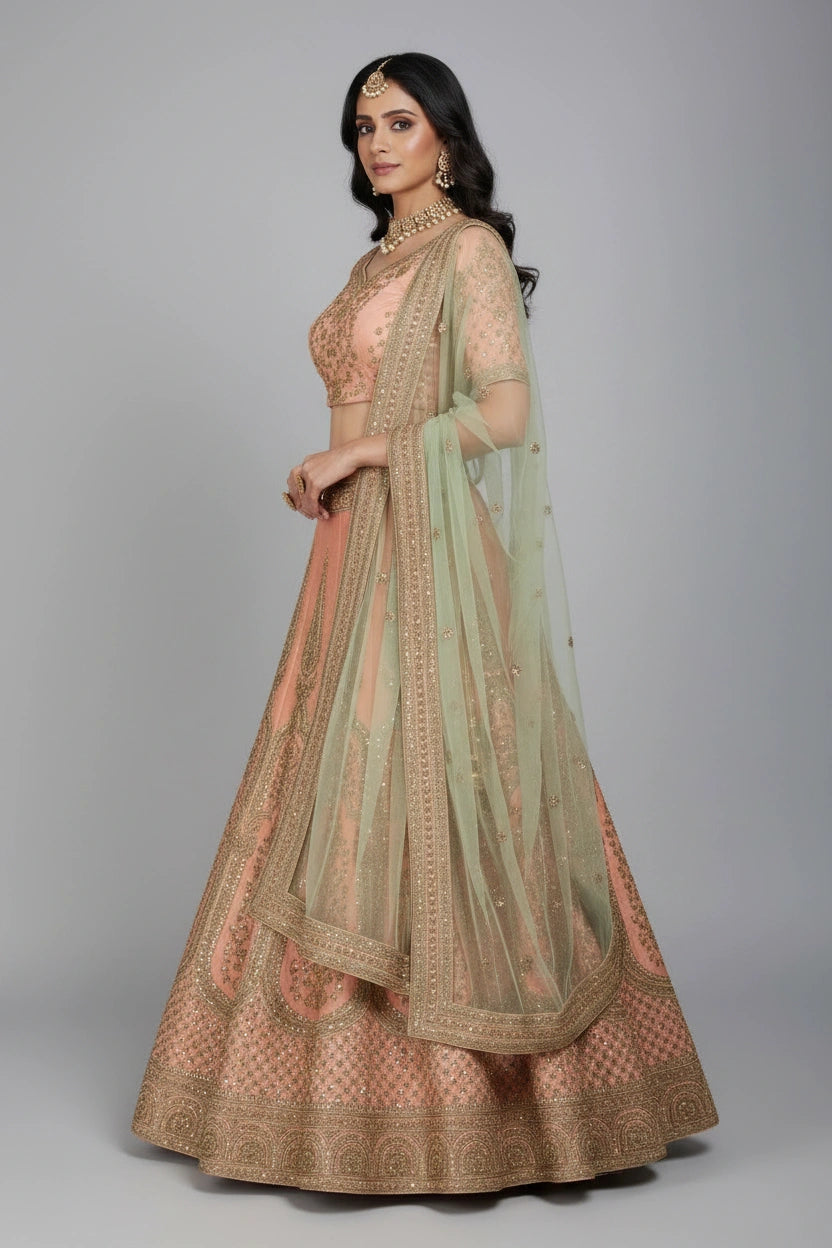 Premium Raw Silk Lehenga Choli Set - View 3 | Rangoli