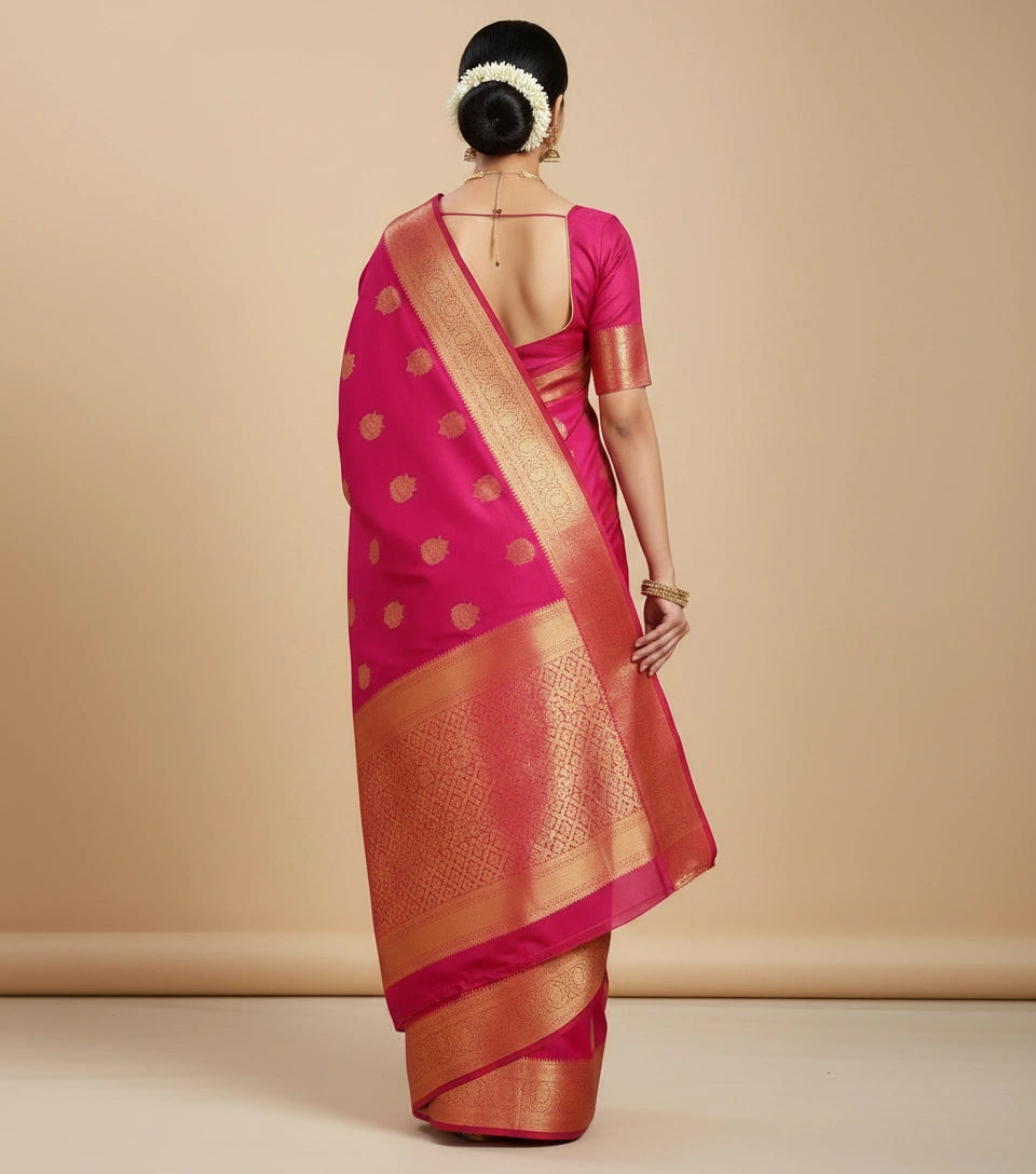 Silk Katan Saree with South Weave and Temple Border Work