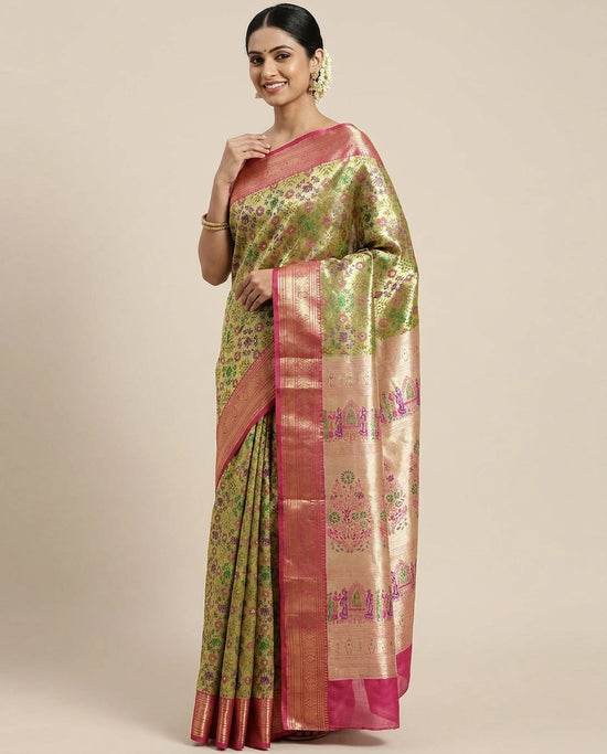 South Weave Saree in Tissue with Contrasting Border - Rangoli India