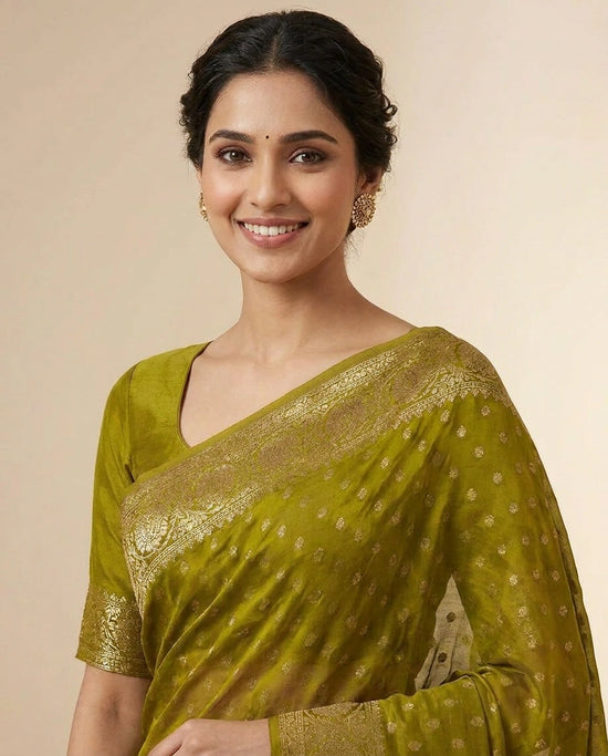 Chinon Banarasi Saree for Women - Festive Wear