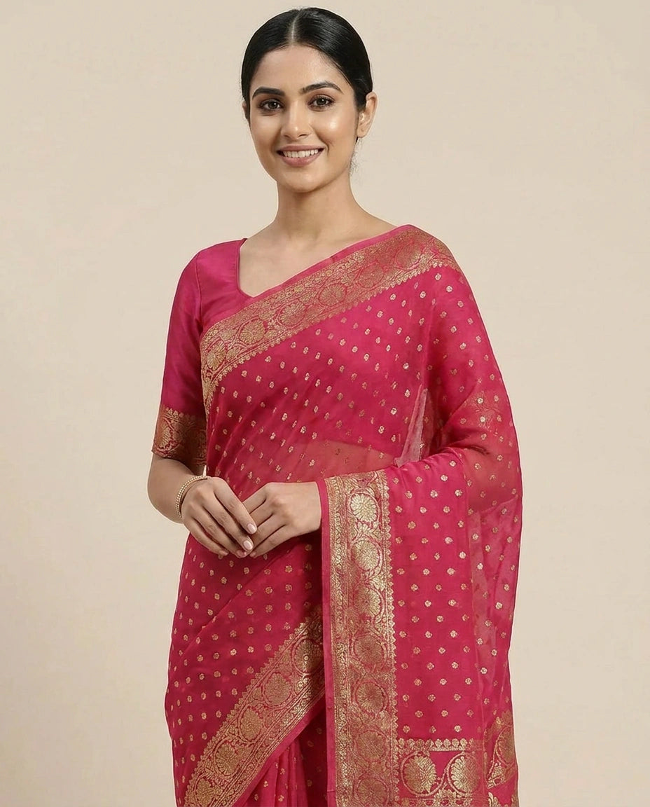 Chinon Banarasi Saree for Women - Festive Wear