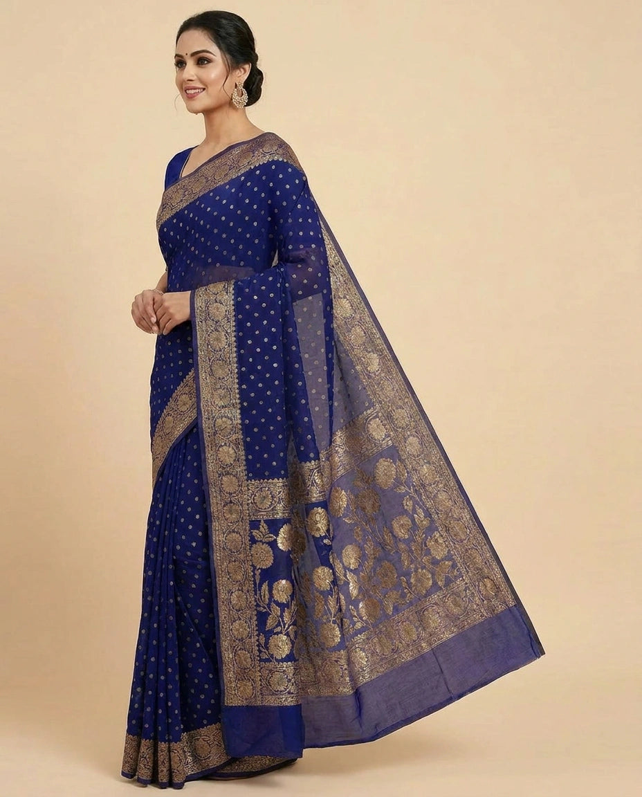 Chinon Banarasi Saree for Women - Festive Wear