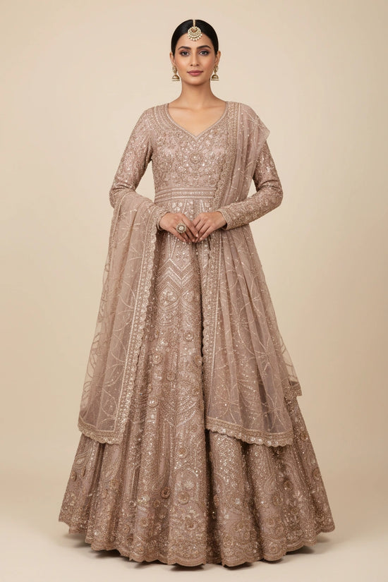 Artisan Raw Silk Lehenga Achkan Set - Grey | Rangoli