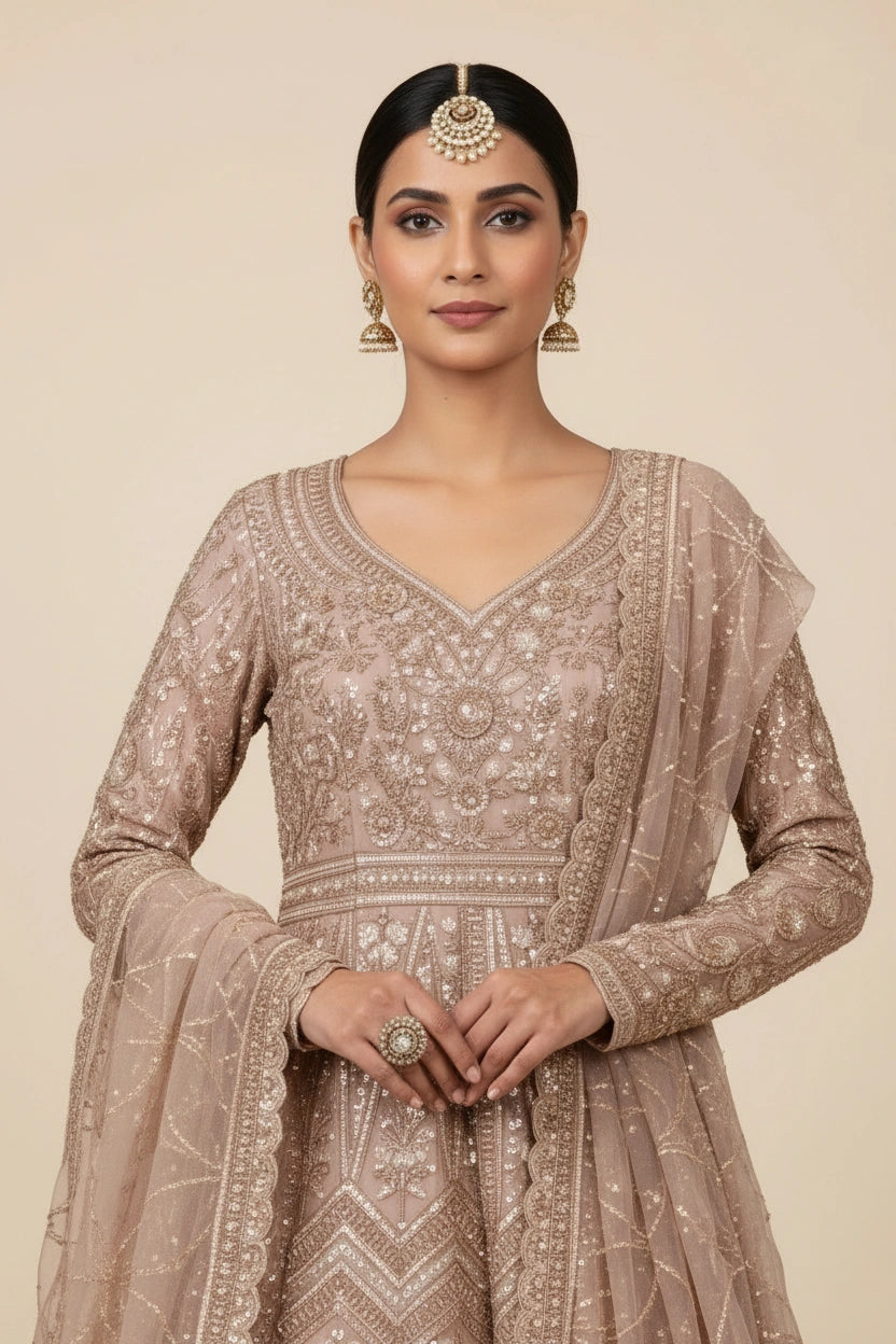 Artisan Raw Silk Lehenga Achkan Set - Pink | Rangoli
