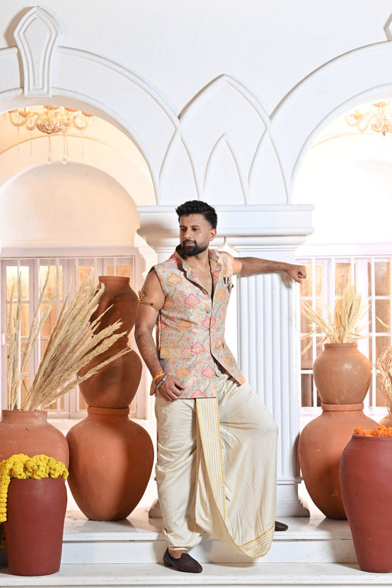 Grey Silk Katan Nehru Jacket