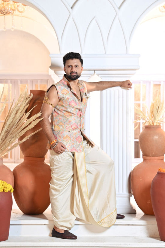 Grey Silk Katan Nehru Jacket