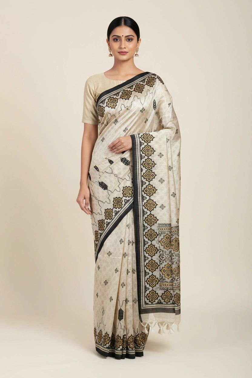 Handcrafted Chanderi Silk Embroidered Saree