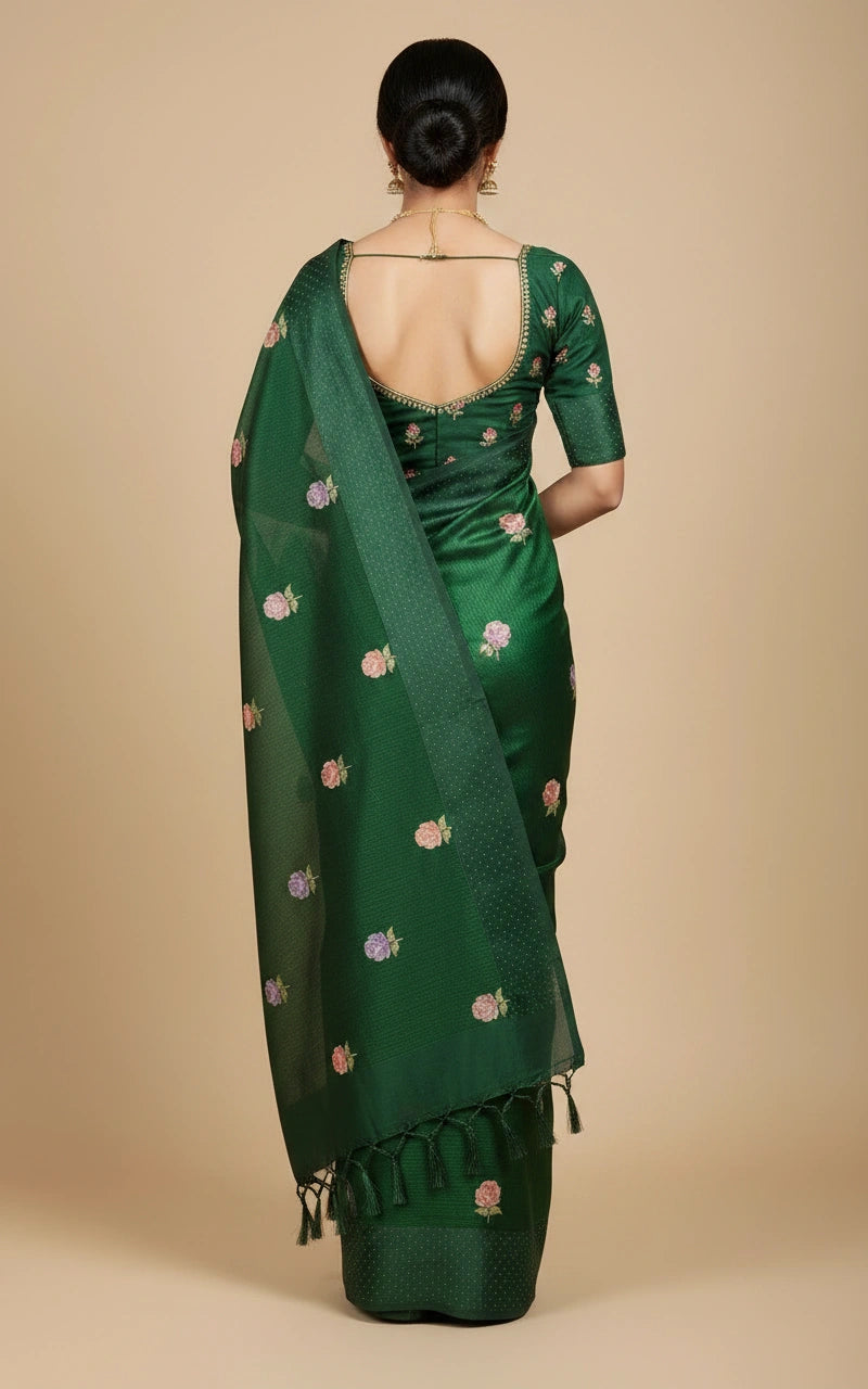 Tussar Linen Designer Saree - Rangoli India