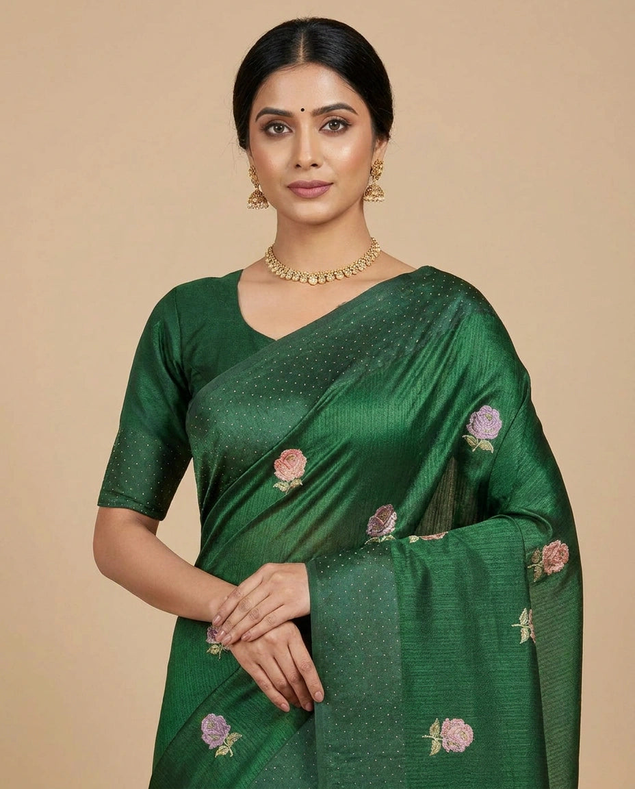 Tussar Linen Designer Saree - Rangoli India