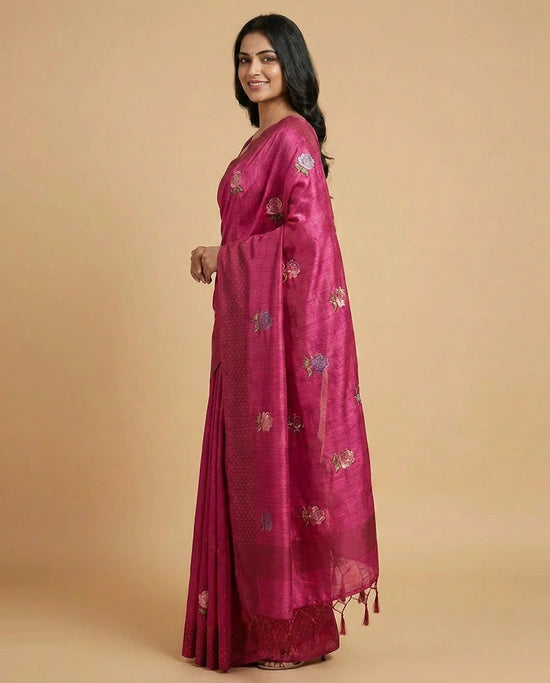 Tussar Linen Designer Saree - Rangoli India
